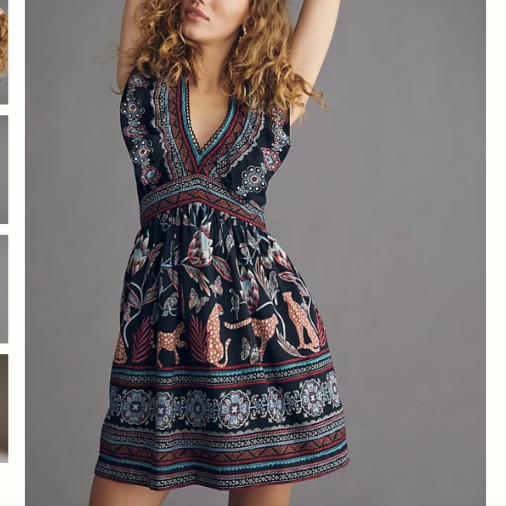 Anthropologie V-Neck Plunge Tunic Mini Dress